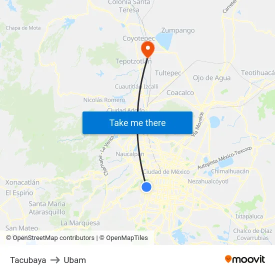Tacubaya to Ubam map