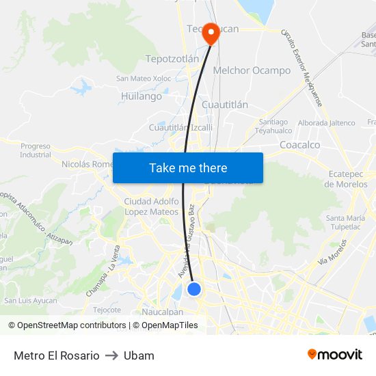 Metro El Rosario to Ubam map