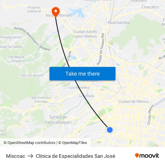 Mixcoac to Clínica de Especialidades San José map