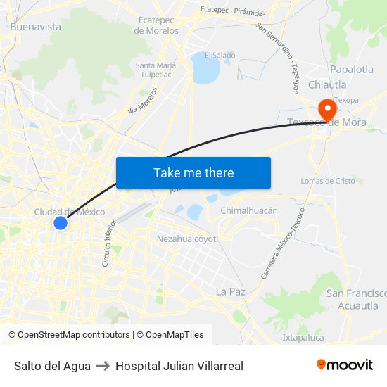 Salto del Agua to Hospital Julian Villarreal map