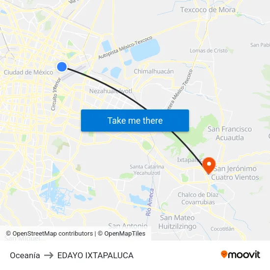 Oceanía to EDAYO IXTAPALUCA map