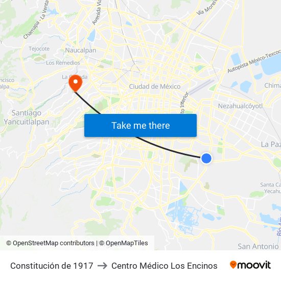 Constitución de 1917 to Centro Médico Los Encinos map