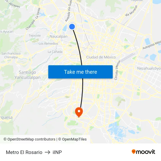 Metro El Rosario to iINP map