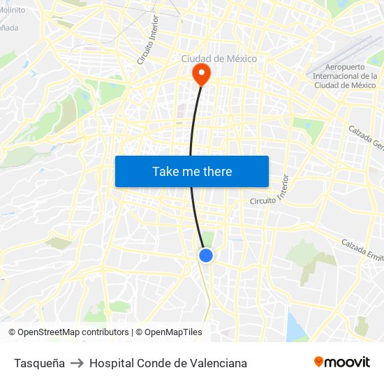 Tasqueña to Hospital Conde de Valenciana map