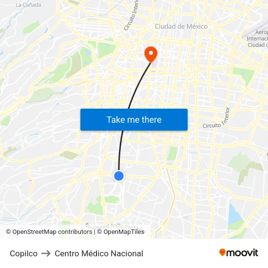 Copilco to Centro Médico Nacional map