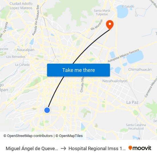 Miguel Ángel de Quevedo to Hospital Regional Imss 196 map