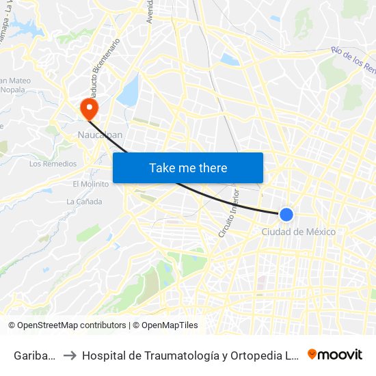 Garibaldi / Lagunilla to Hospital de Traumatología y Ortopedia Lomas Verdes Imss (Hospital Trauma Lomas Verdes Imss) map