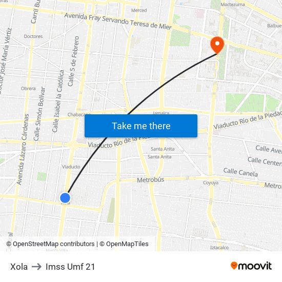 Xola to Imss Umf 21 map