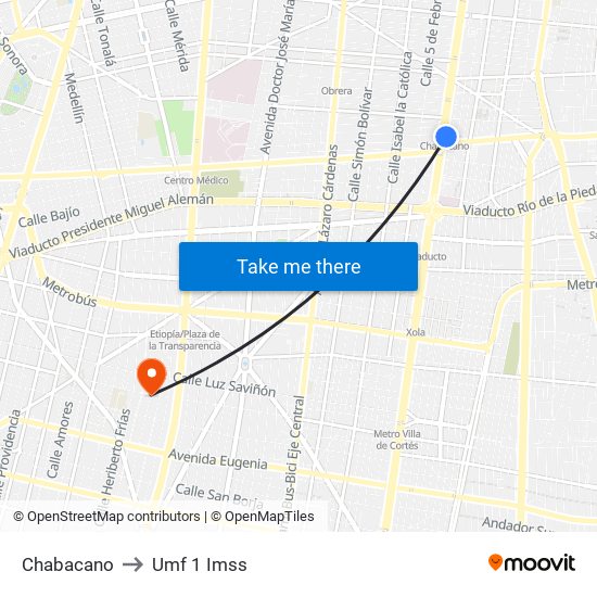 Chabacano to Umf 1 Imss map