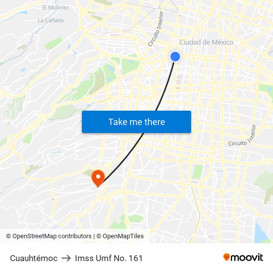 Cuauhtémoc to Imss Umf No. 161 map
