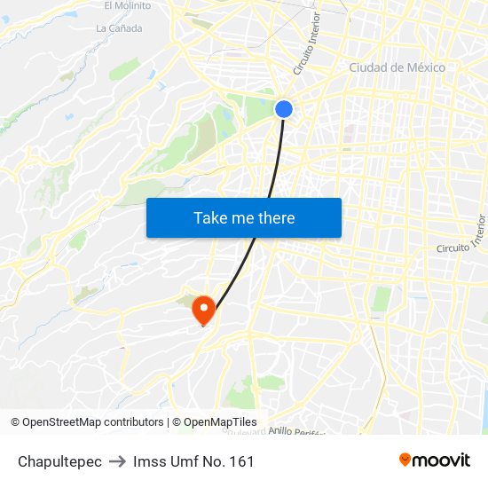 Chapultepec to Imss Umf No. 161 map