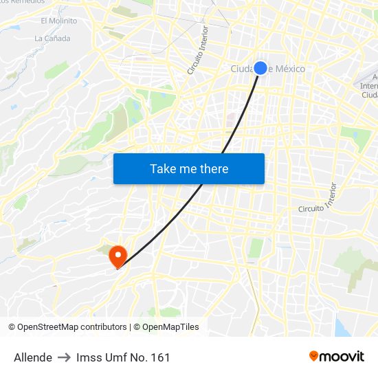 Allende to Imss Umf No. 161 map