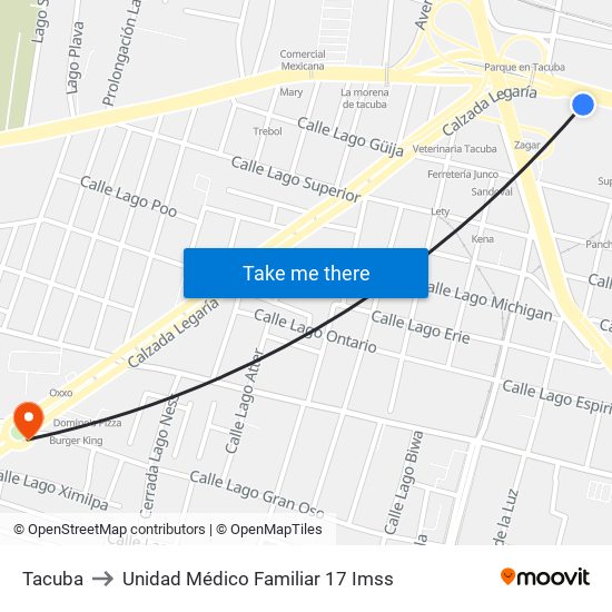 Tacuba to Unidad Médico Familiar 17 Imss map