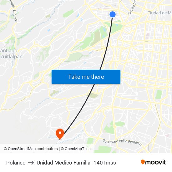 Polanco to Unidad Médico Familiar 140 Imss map
