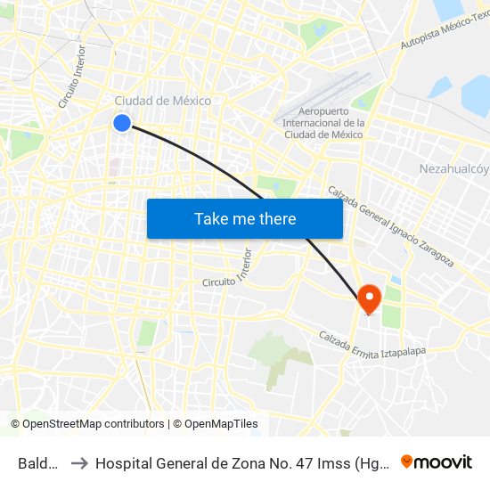 Balderas to Hospital General de Zona No. 47 Imss (Hgz No. 47 Imss) map