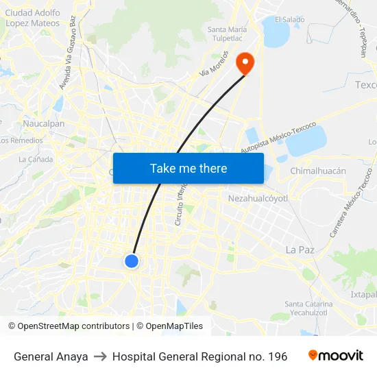 General Anaya to Hospital General Regional no. 196 map