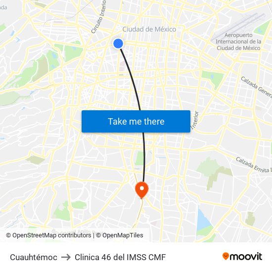 Cuauhtémoc to Clinica 46 del IMSS CMF map