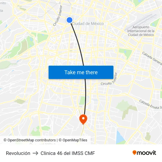 Revolución to Clinica 46 del IMSS CMF map