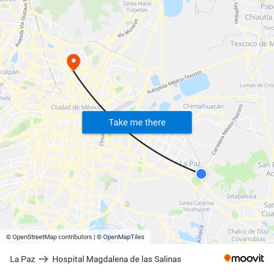 La Paz to Hospital Magdalena de las Salinas map