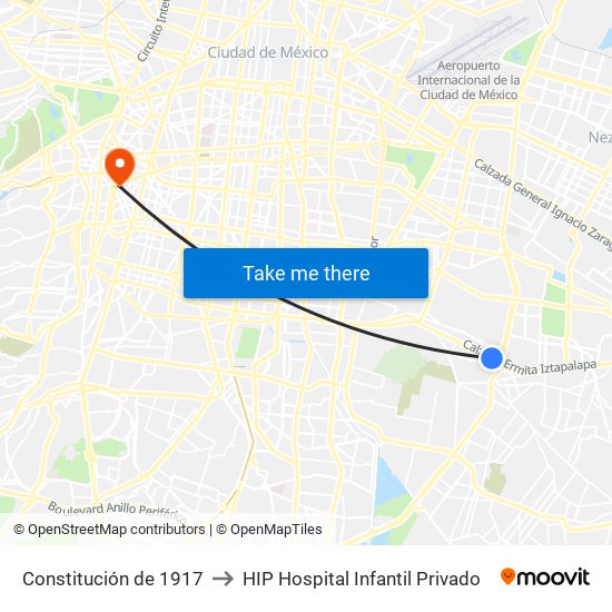 Constitución de 1917 to HIP Hospital Infantil Privado map