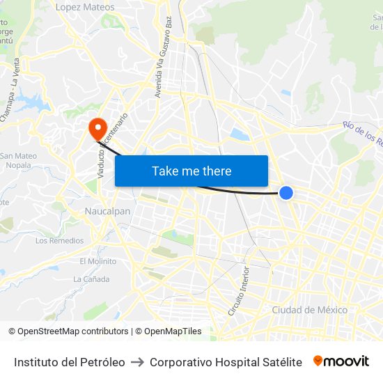 Instituto del Petróleo to Corporativo Hospital Satélite map