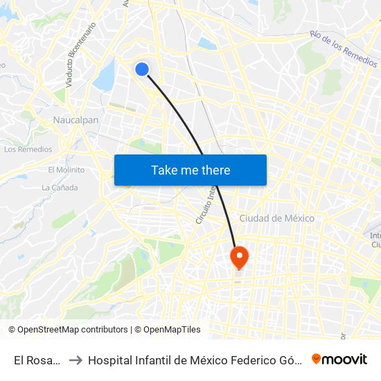 El Rosario to Hospital Infantil de México Federico Gómez map