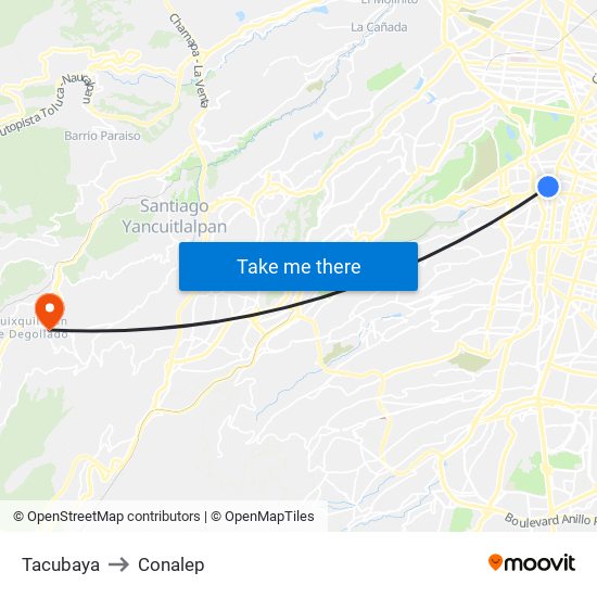 Tacubaya to Conalep map