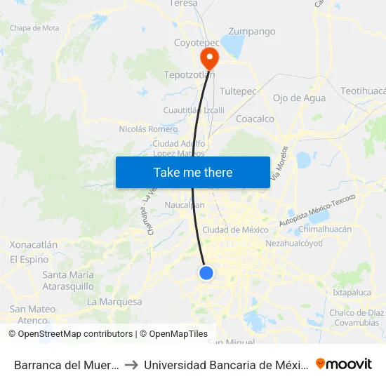 Barranca del Muerto to Universidad Bancaria de México map