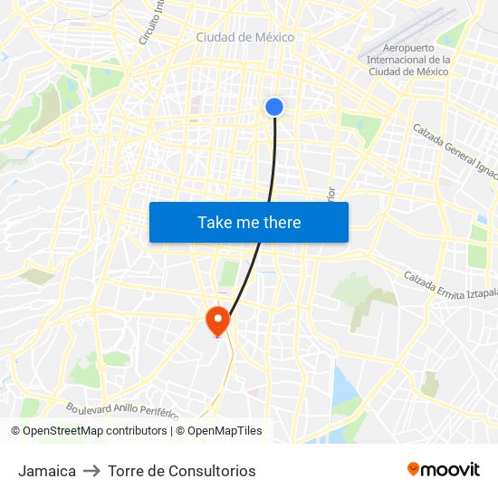 Jamaica to Torre de Consultorios map