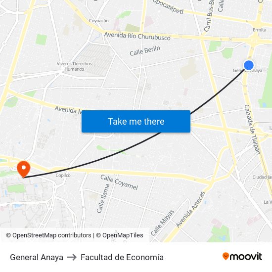 General Anaya to Facultad de Economía map