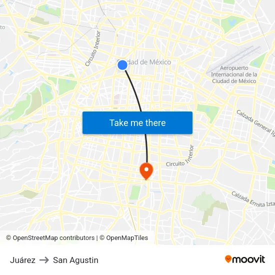 Juárez to San Agustin map