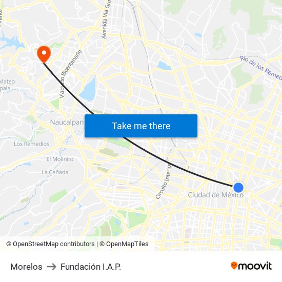 Morelos to Fundación I.A.P. map