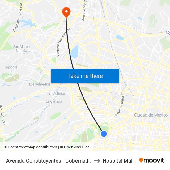 Avenida Constituyentes - Gobernador Tiburcio Montiel to Hospital Multimédica map
