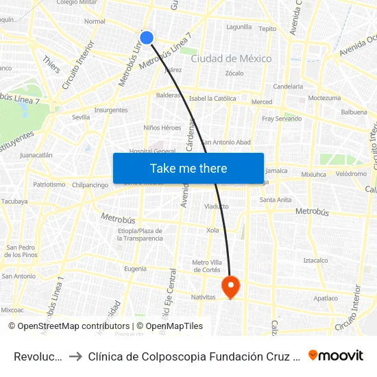 Revolución to Clínica de Colposcopia Fundación Cruz Talonia map