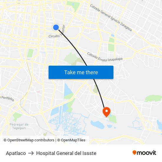 Apatlaco to Hospital General del Issste map