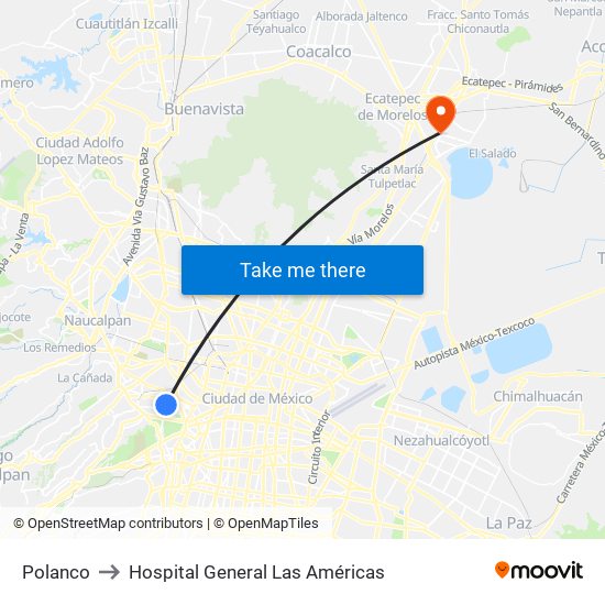 Polanco to Hospital General Las Américas map