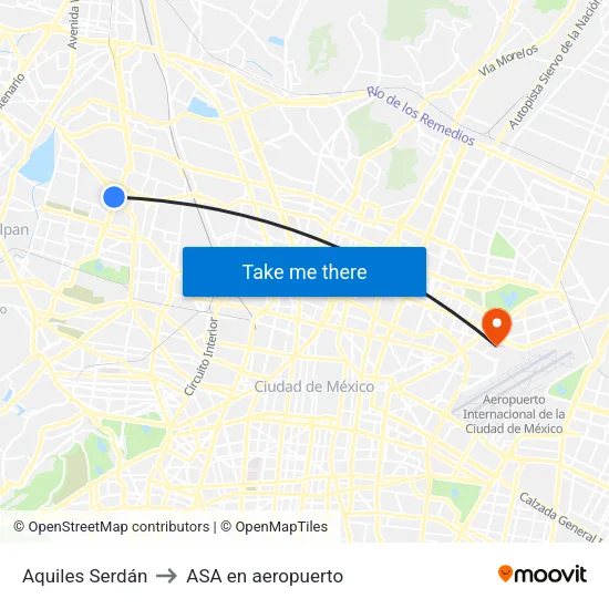 Aquiles Serdán to ASA en aeropuerto map