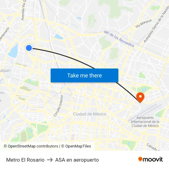 Metro El Rosario to ASA en aeropuerto map