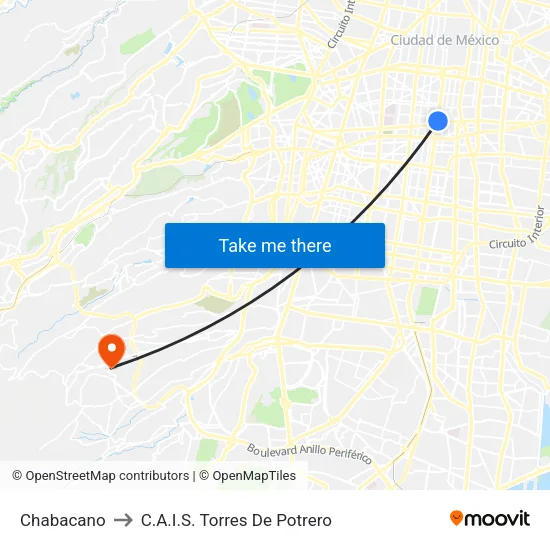 Chabacano to C.A.I.S. Torres De Potrero map