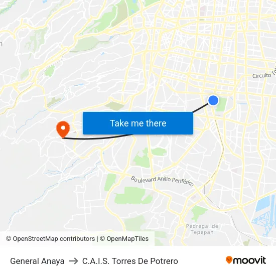 General Anaya to C.A.I.S. Torres De Potrero map