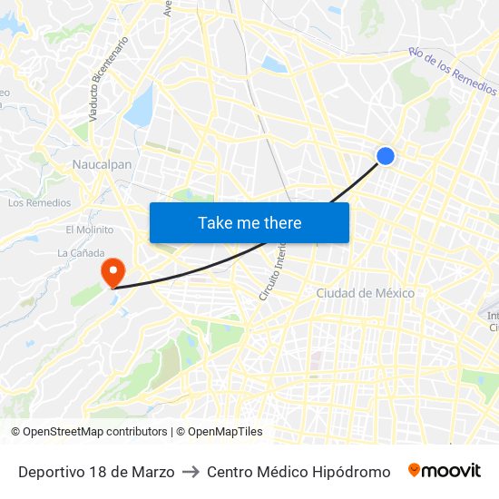 Deportivo 18 de Marzo to Centro Médico Hipódromo map