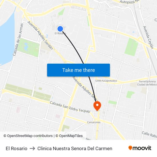 El Rosario to Clinica Nuestra Senora Del Carmen map