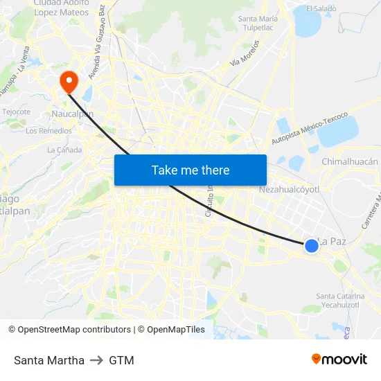 Santa Martha to GTM map