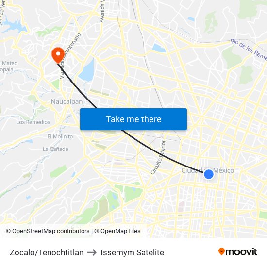 Zócalo/Tenochtitlán to Issemym Satelite map