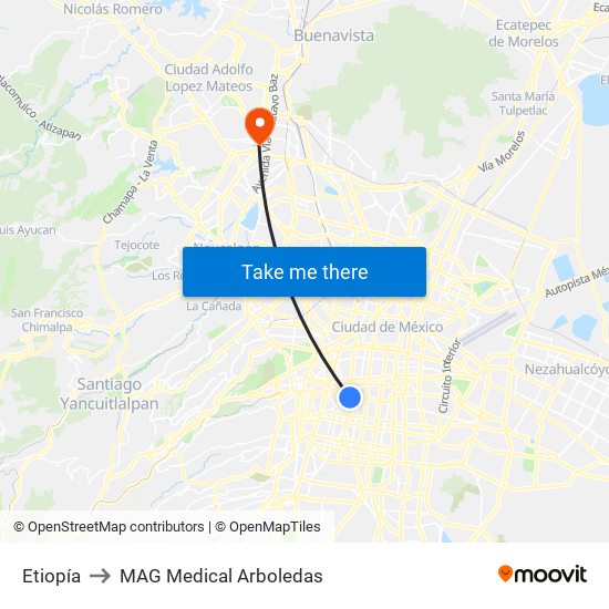 Etiopía to MAG Medical Arboledas map