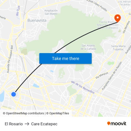 El Rosario to Care Ecatepec map