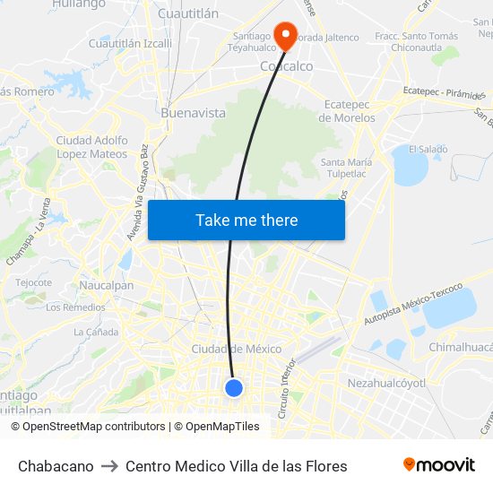 Chabacano to Centro Medico Villa de las Flores map