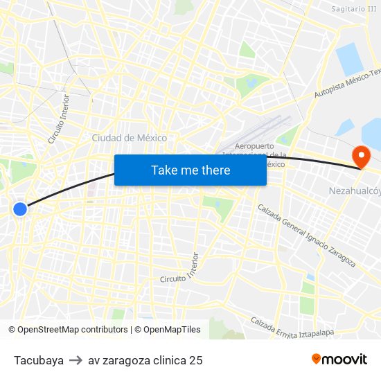 Tacubaya to av zaragoza clinica 25 map