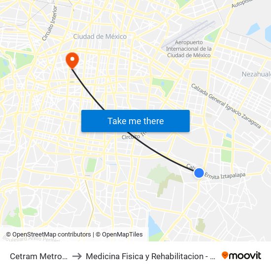 Cetram Metro Constitución de 1917 to Medicina Fisica y Rehabilitacion - Hospital General de México Dr. Eduardo Liceaga map