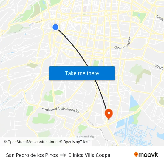 San Pedro de los Pinos to Clinica Villa Coapa map